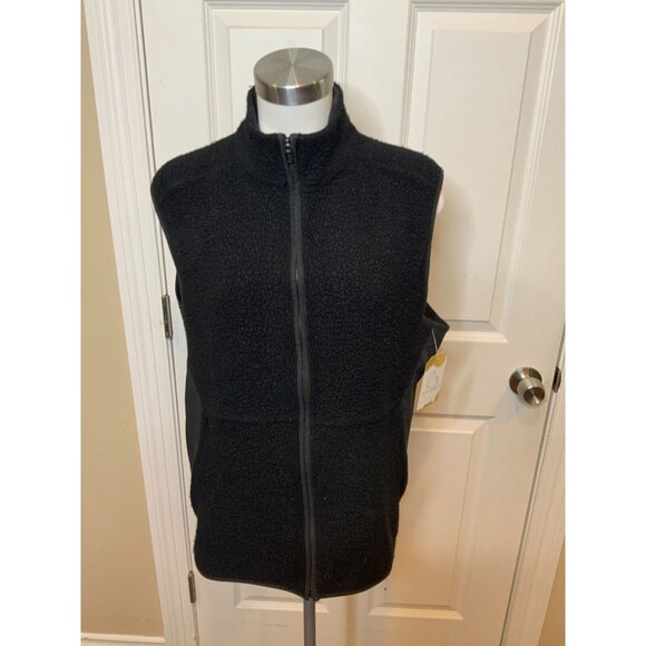 Lululemon Tundra Trek Black Wool Sherpa Fleece Zip-Up Vest, Size Large - Picture 5 of 9